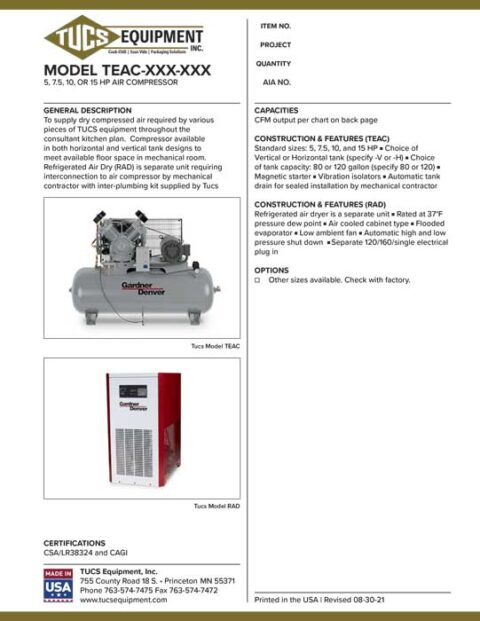 TUCS HP Air Compressor
